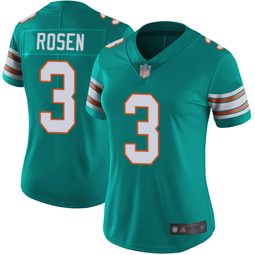 Nike Miami Dolphins #3 Josh Rosen Aqua Green Alternate Women Stitched NFL Vapor Untouchable Limited Jersey->women nfl jersey->Women Jersey